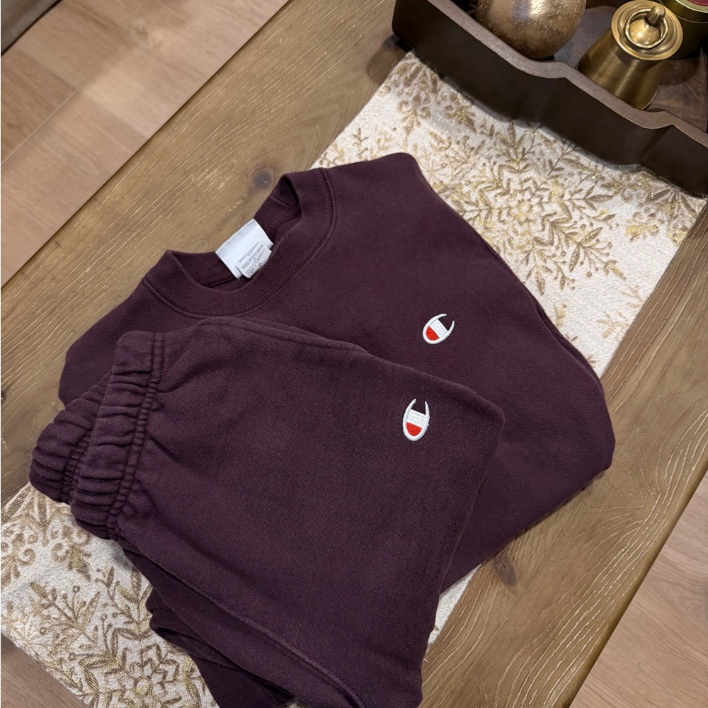 Champion Purple Crew Sweatshirt and Joggers Set